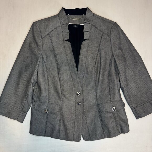 WHBM White House Black Market Blazer Jacket Long Sleeve Women's Size 14 Gray - Picture 5 of 16